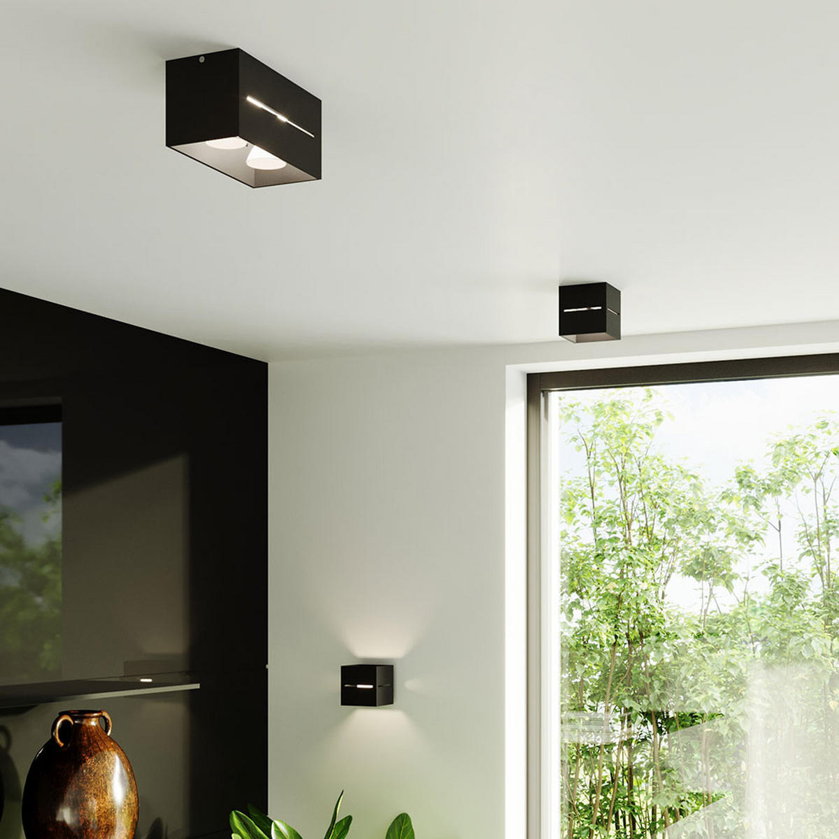 LED DECKENLEUCHTE Aluminium Schwarz - Schwarz, Metall (10/10/10cm)