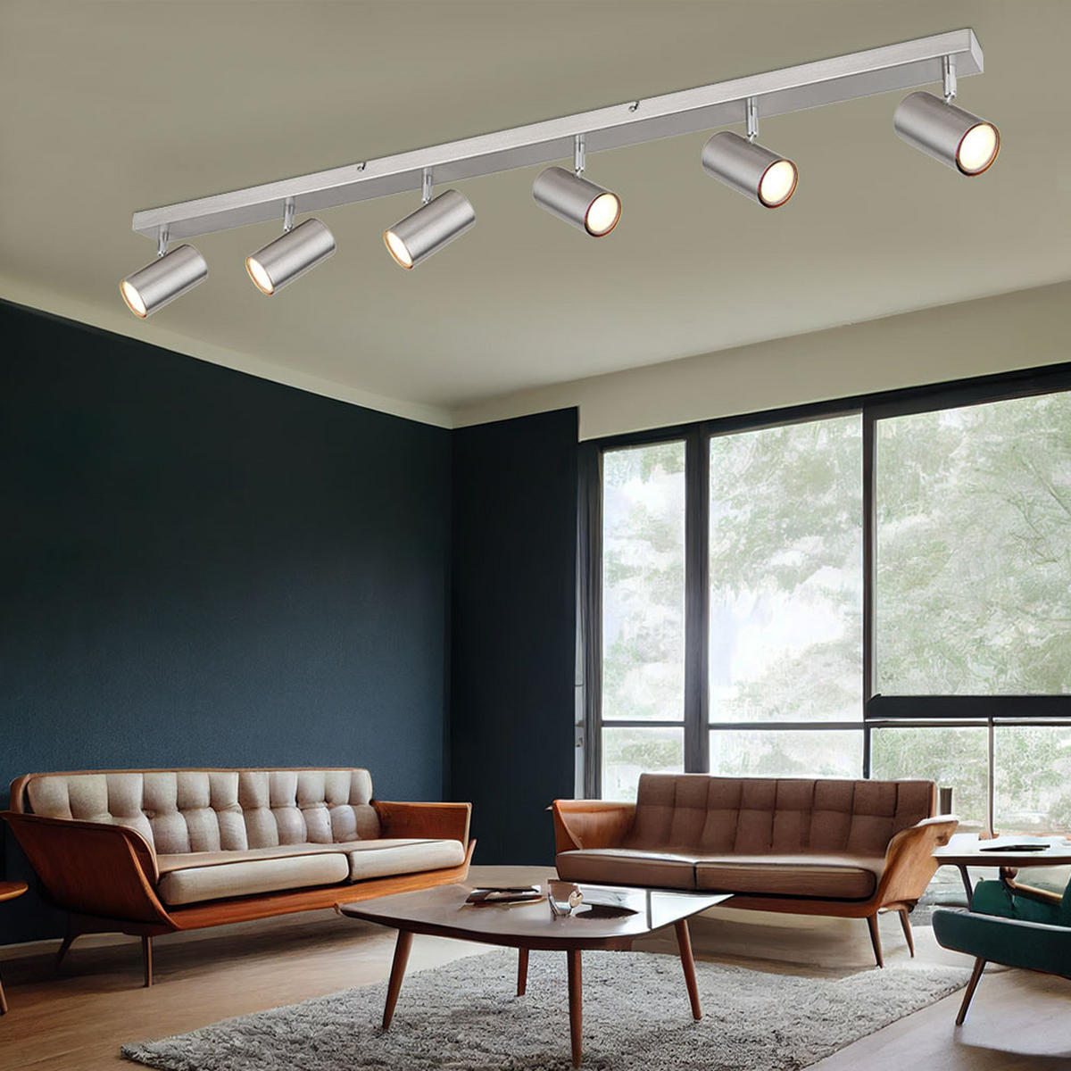 LED DECKENLEUCHTE Robby Metall Silber 6 Flammig - Silberfarben, Metall (70/35/17cm) - Globo Lighting