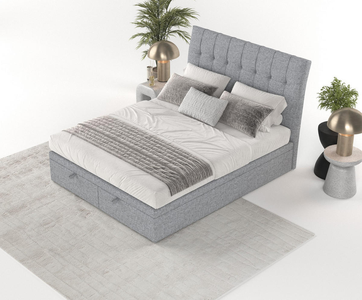 POLSTERBETT Kelsea mit Stauraum 140/200 cm Grau im Alta Stoff - Schwarz/Grau, Holz/Holzwerkstoff (140/200cm) - AltaBeds