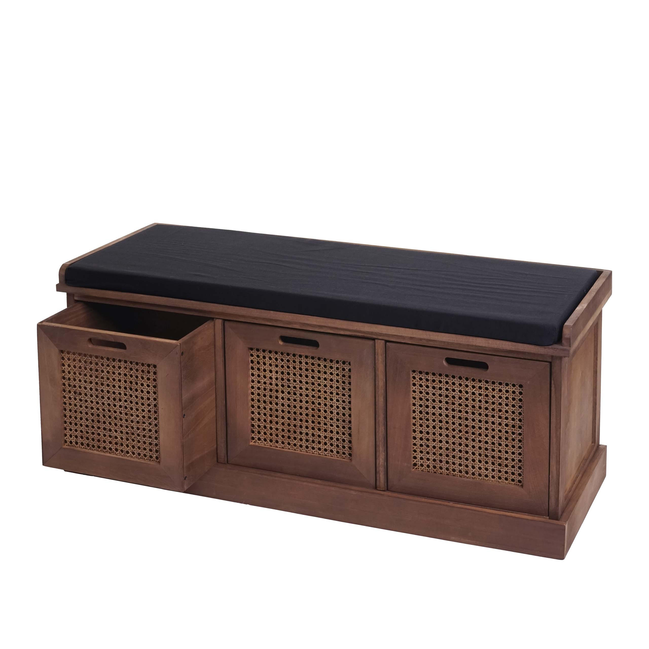 SITZBANK AUFBEWAHRUNGSBOXEN Schwarz - Schwarz, Holz (110/47/40cm) - MCW