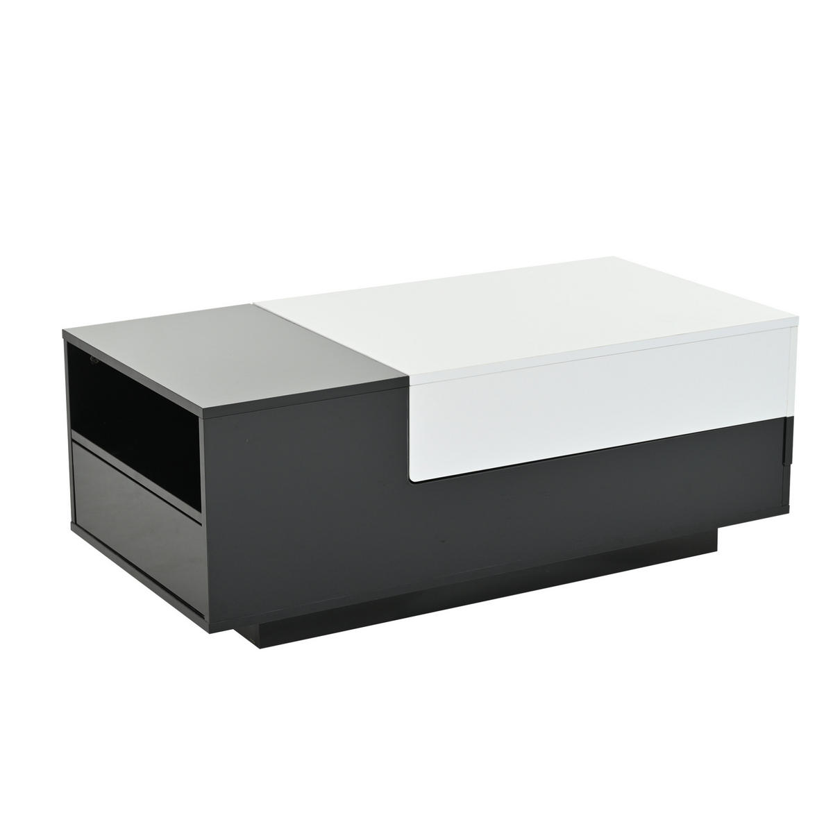 COUCHTISCH mit 2 Schubladen 100 x 50 x 38 cm Hochglanz Weiß/Schwarz - Weiß, Holzwerkstoff (100/50/38cm) - Meubliv