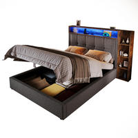 POLSTERBETT 90/200 cm Grau mit LED-Beleuchtung und USB- und Type-C-Anschlüssen - Grau, Textil (90/200cm) - OKWISH