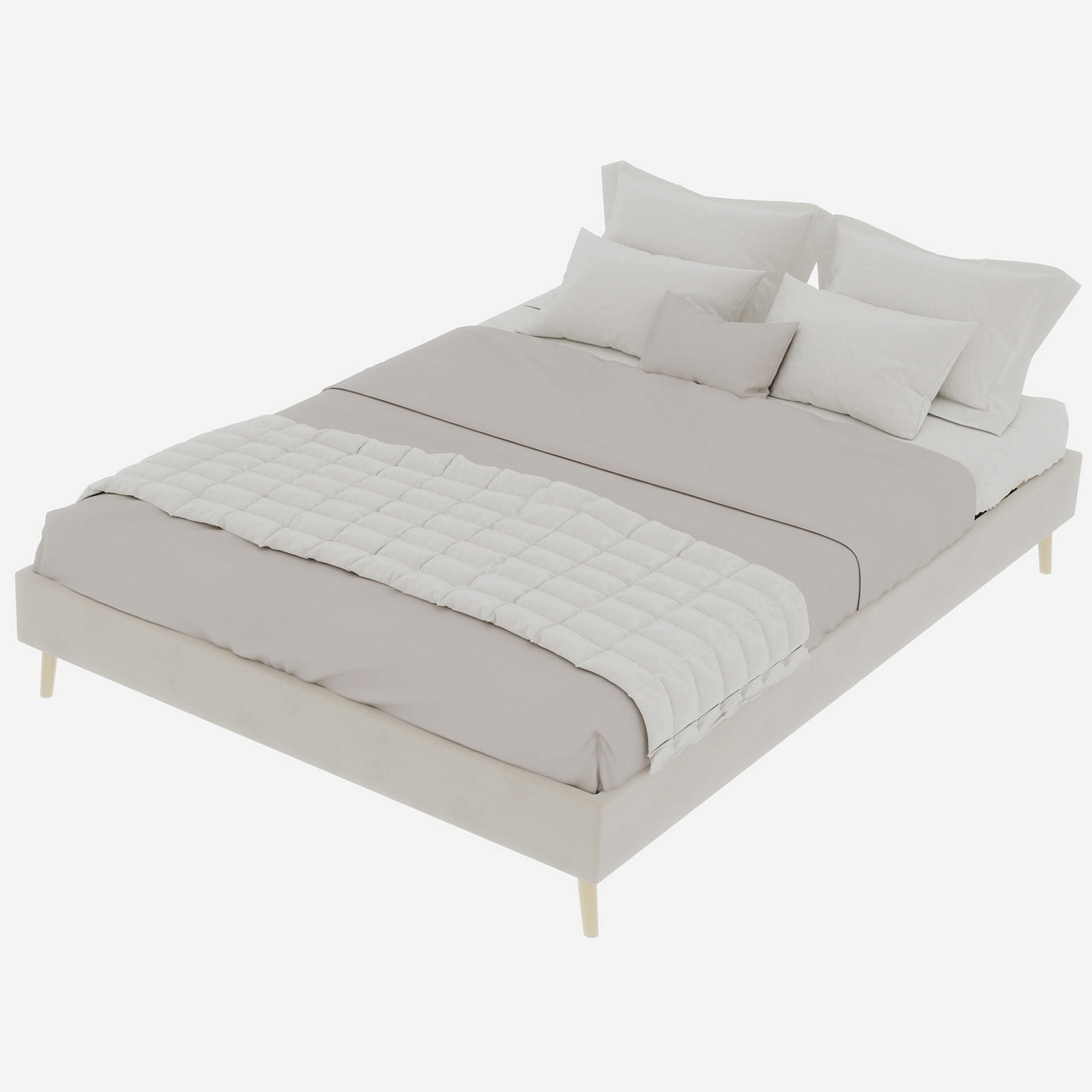 POLSTERBETT 140x200 cm niedrig ohne Stauraum beige - Beige, Textil (140/200cm) - LEBENLANG