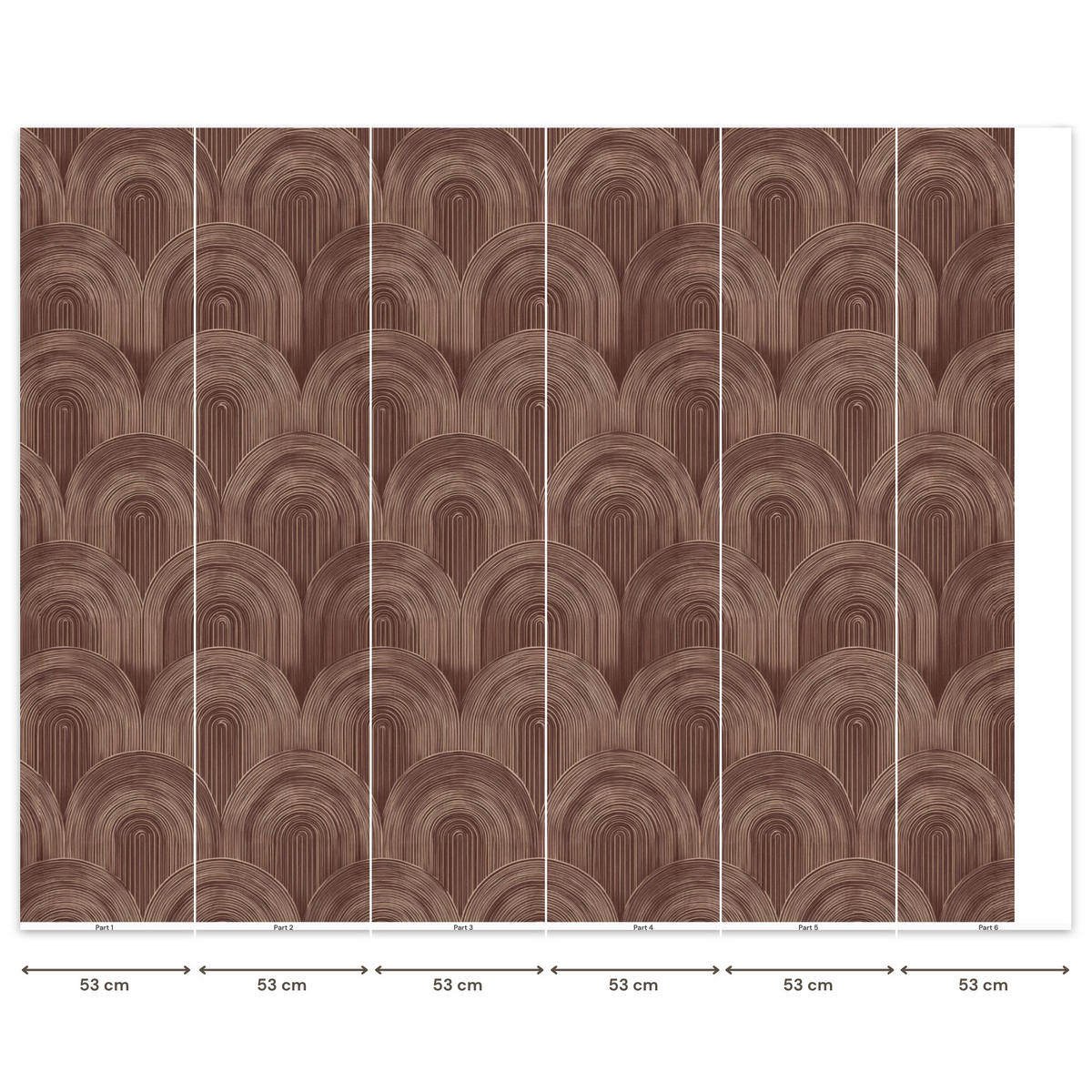 TAPETE - Rhythmic - Aufschlag - Braun - 300x260 cm - Dunkelbraun, Papier (300/260cm) - OnlyWow