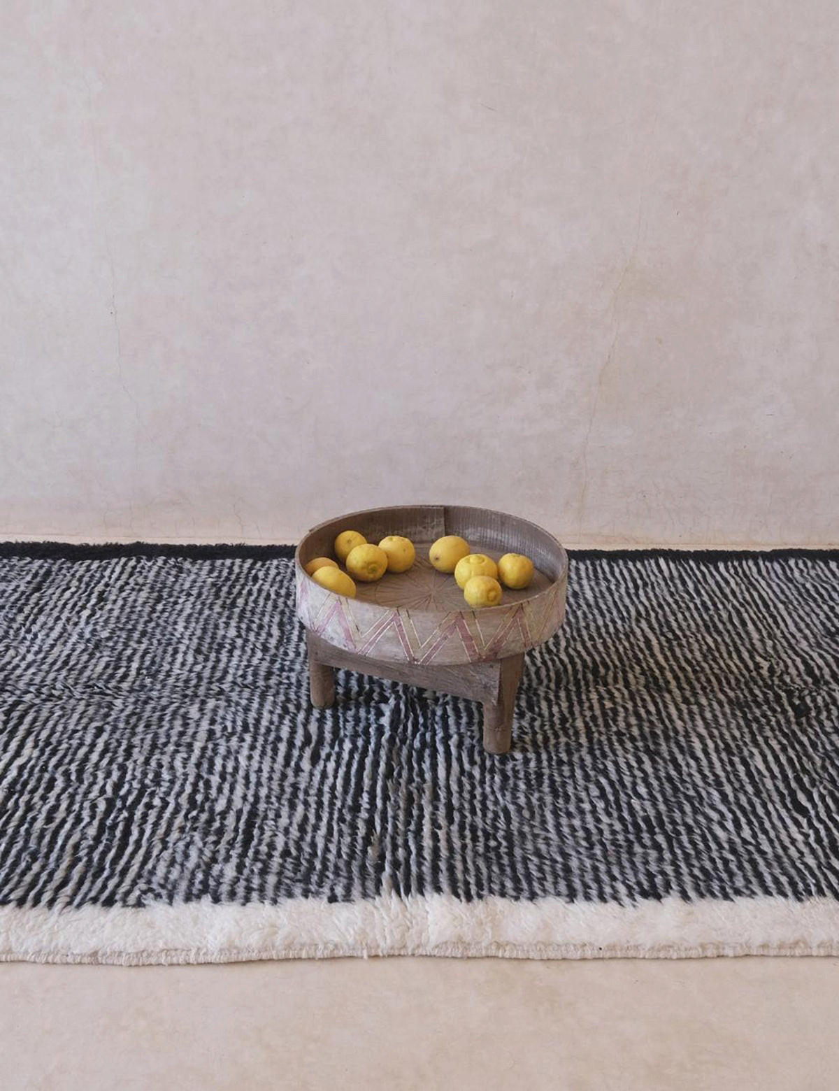 BERBERTEPPICH grafisch Wolle 119x 227 cm - Schwarz, Naturmaterialien (119/227cm) - AFK Living