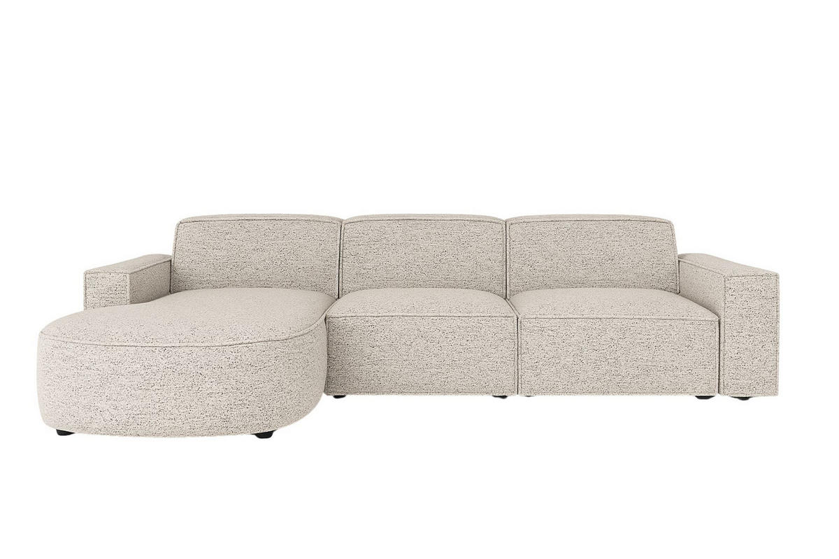 ECKSOFA Cursal Round L-Form, Stoff Artico, Beige, Links - Beige, Holz (284/166cm) - Kaiser Möbel