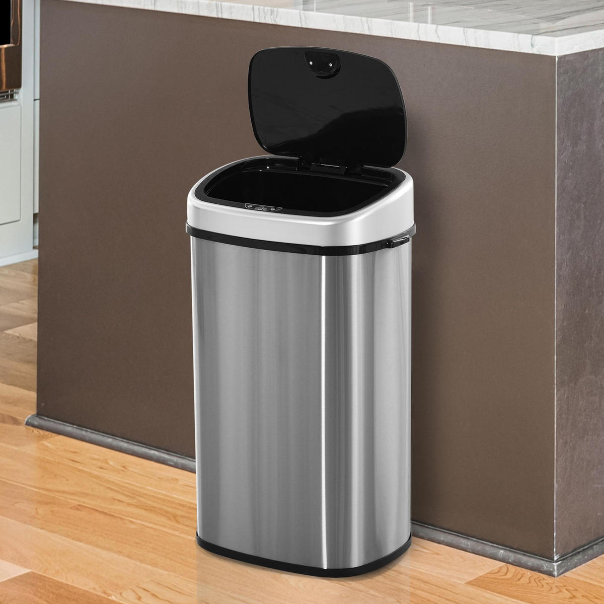 AUTOMATIK Mülleimer Abfalleimer mit Infrarotsensor Küche Silber 58L / 48L - Silberfarben, Metall (28.9/68/40.9cm) - HOMCOM