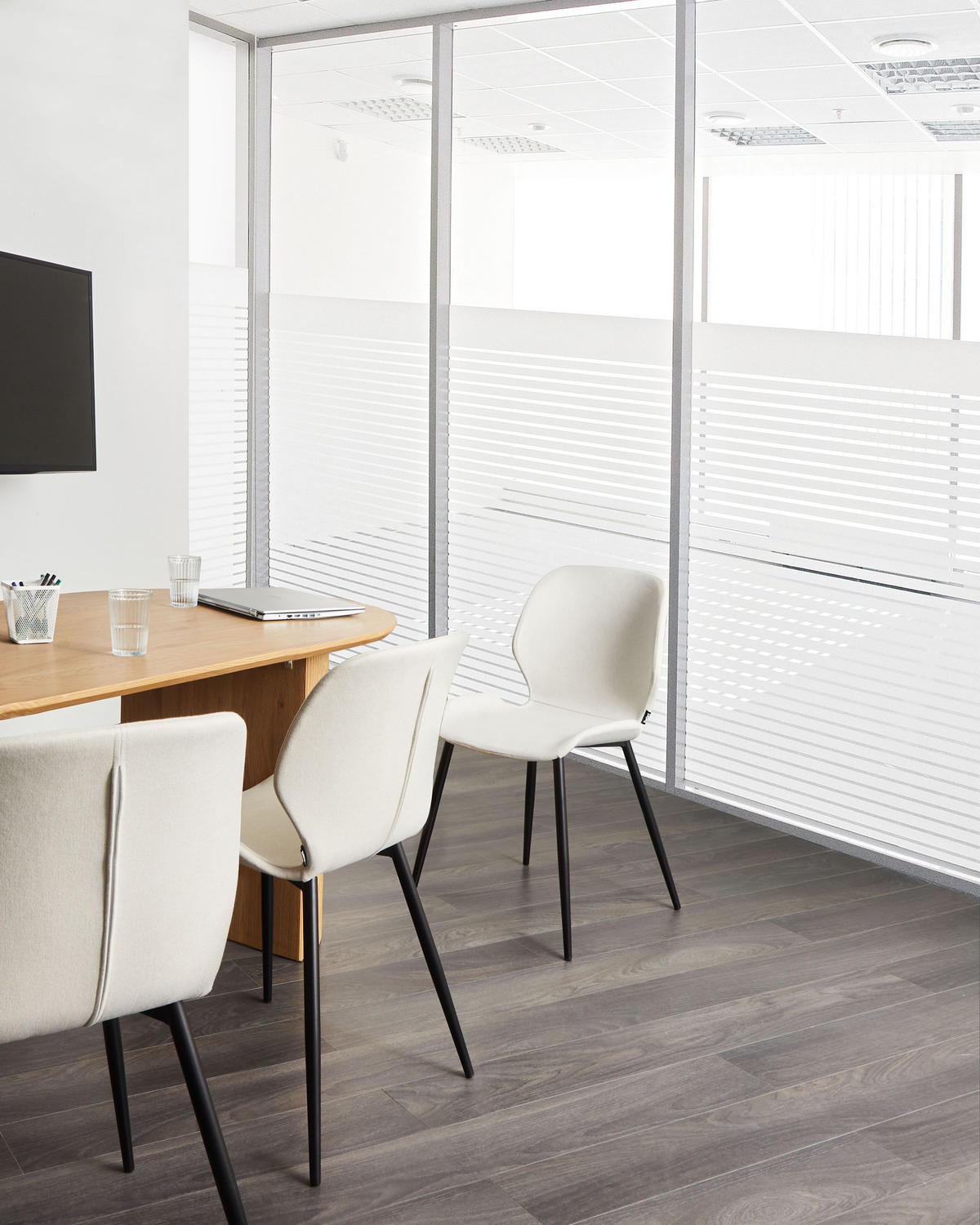 KONFERENZSTUHL 2er-Set Hellbeige Holland - Beige/Schwarz, Textil (48/84/55cm) - Beliani