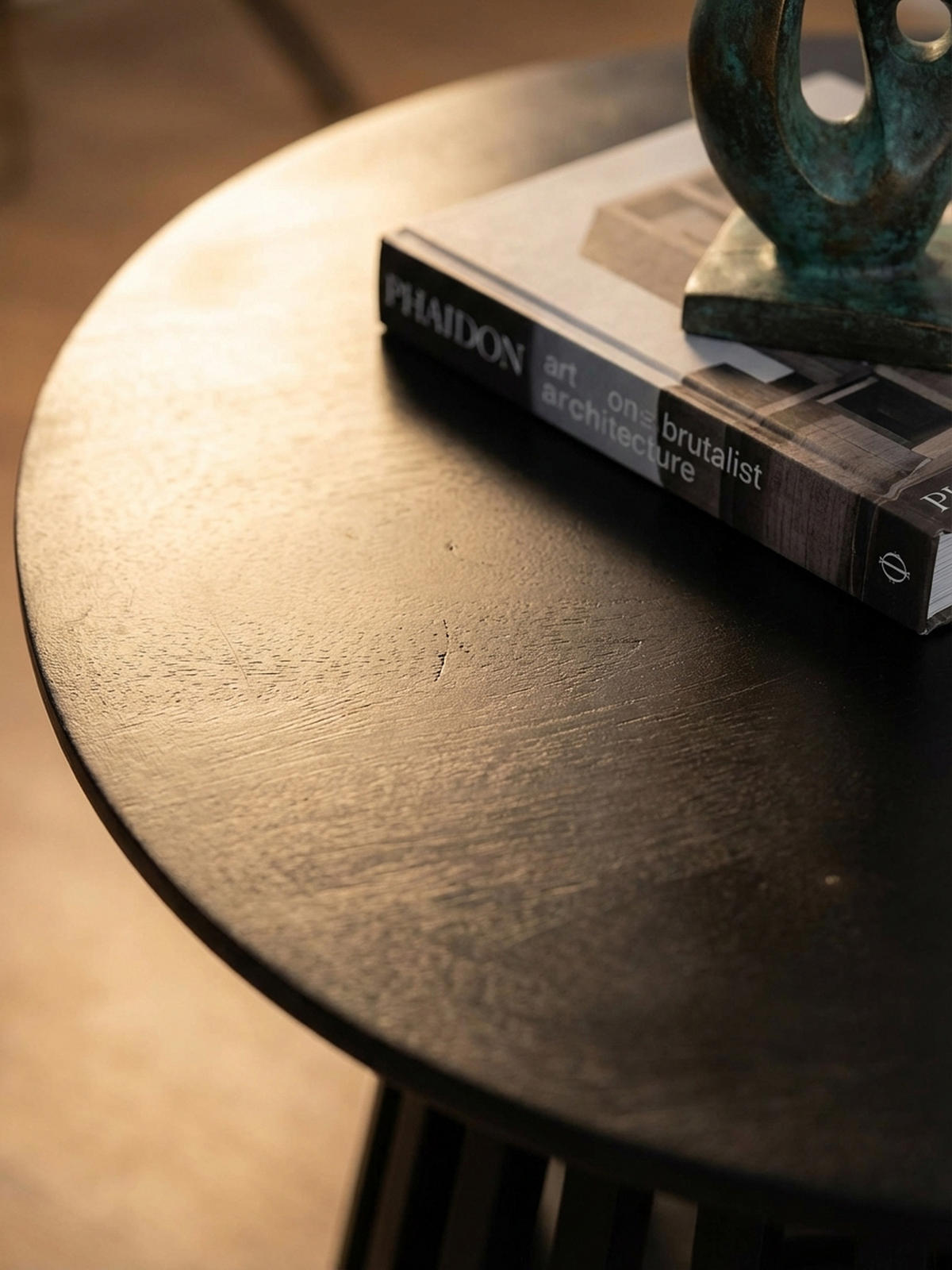 COUCHTISCH Schwarz Massivholz Mango Rund 60x60x41 cm mit Gittergestell Modern - Schwarz, Holz (60/60/41cm) - KADIMA DESIGN