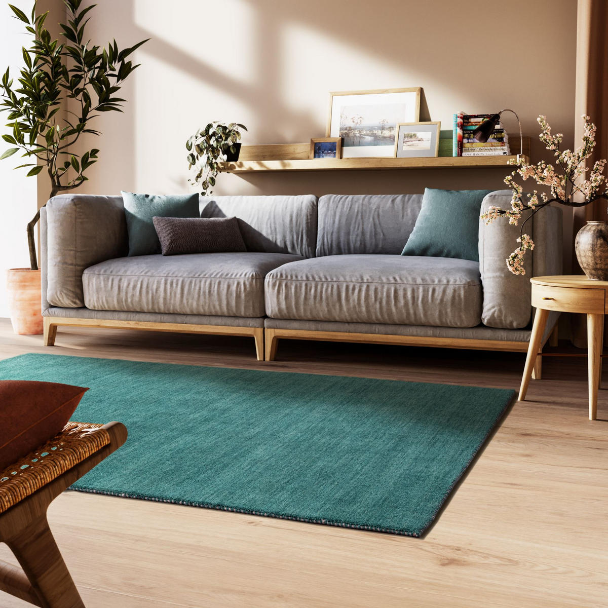 WOLLTEPPICH Nomade 130/190 cm - Türkis, Naturmaterialien/Naturmaterialen (130/190cm) - Steffensmeier