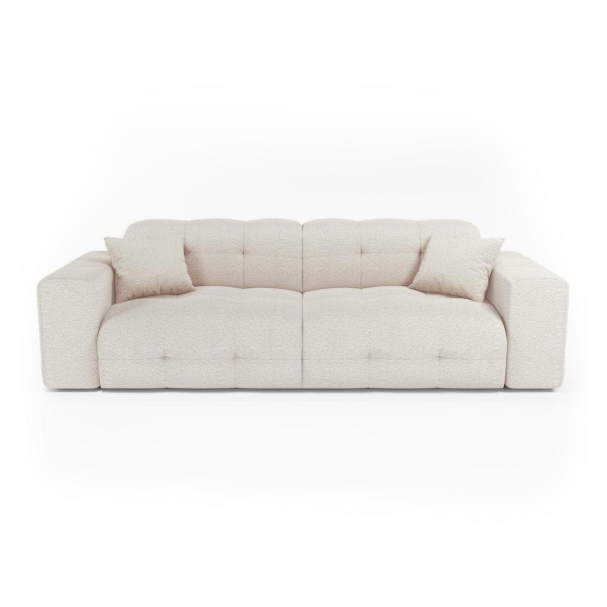 SOFA COCOON Bouclé-Stoff Creme 230cm - Creme, Textil (230/85/92cm) - Premium Interiors