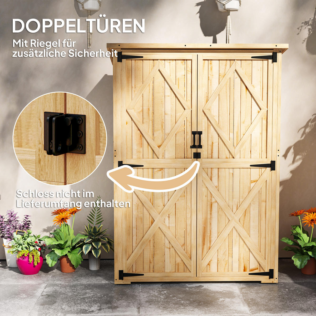 GARTENSCHUPPEN DE-09215 Hellbraun - Naturfarben, Holz (57/167/116.5cm) - ComfortXL