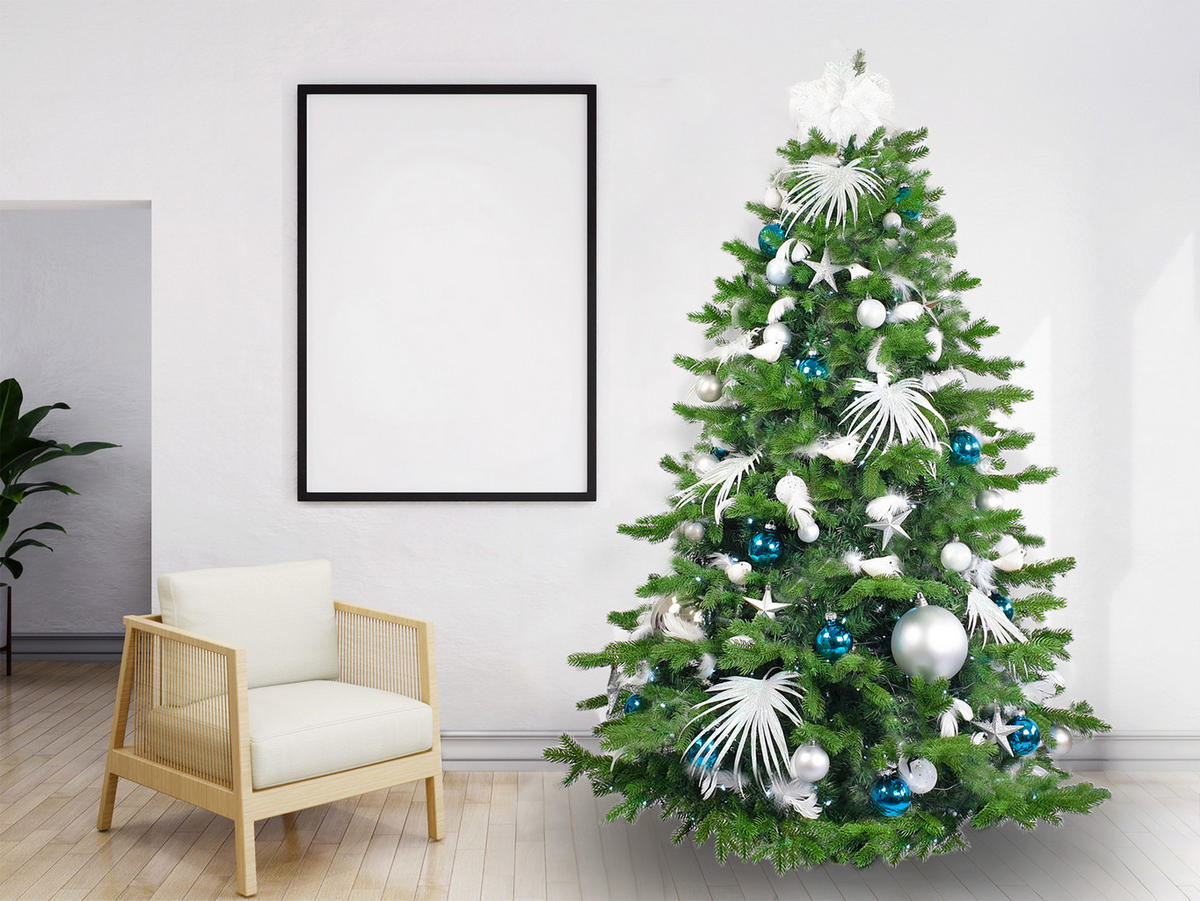 LAALU CHRISTBAUMKUGEL-SET 215 Stück im Karton POLAR BLUE für Weihnachtsbäume 300-600 cm - Blau/Silberfarben, Glas/Kunststoff (60/50/80cm) - LAALU
