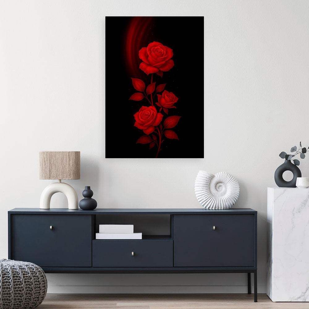 LEINWANDBILD Blumen Rote Rosen 60x90cm - Rot, Textil (60/90cm) - Feeby