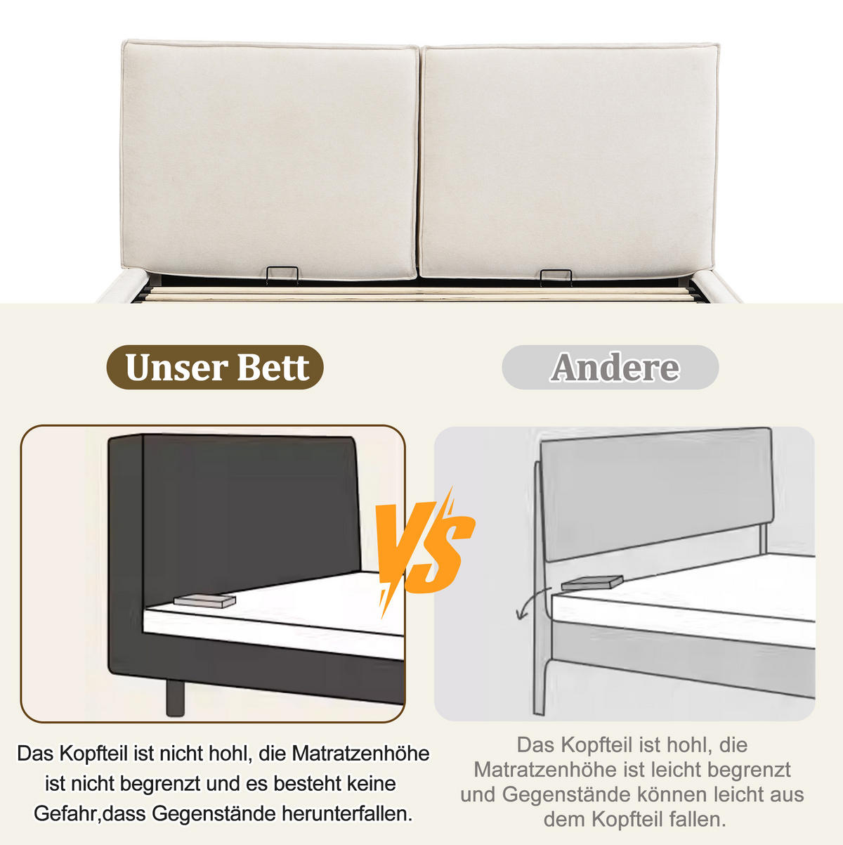POLSTERBETT 180/200 cm aus Chenille mit hydraulischem Stauraum und Lattenrost Beige - Beige, Textil (180/200cm) - Modenvie