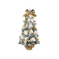 LAALU WEIHNACHTSBAUM geschmückt künstlich SNOW BEAUTY 60 cm mit LED-BELEUCHTUNG IM TOPF - Goldfarben/Weiß, Kunststoff (60cm) - LAALU