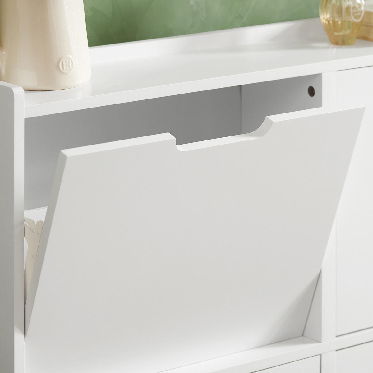 SCHUHSCHRANK Weiß - Weiß, Holzwerkstoff/Metall (100/91/19cm) - SoBuy
