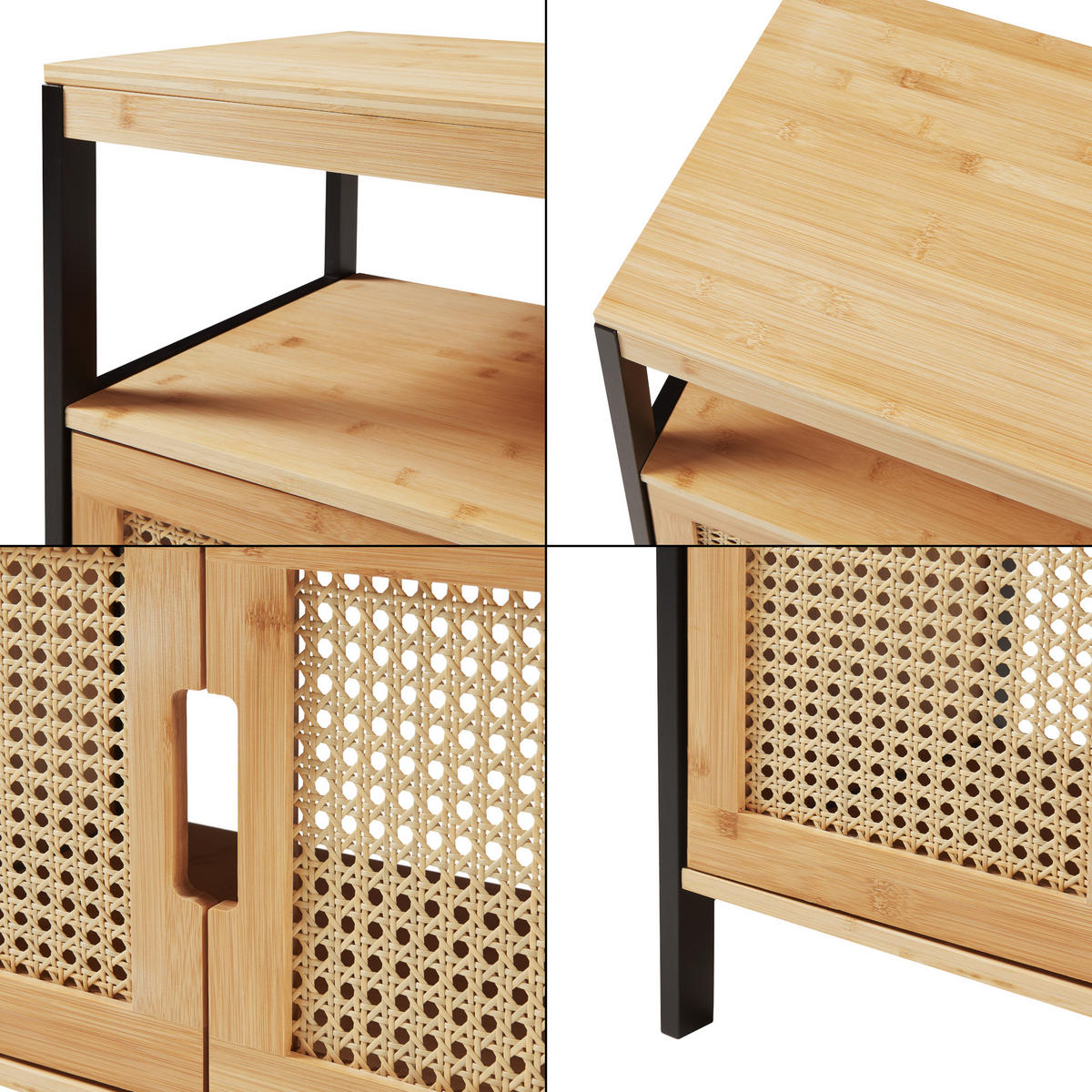 BADUNTERSCHRANK Tervola - Schwarz/Naturfarben, Holzwerkstoff (60/60/35cm) - [en.casa]