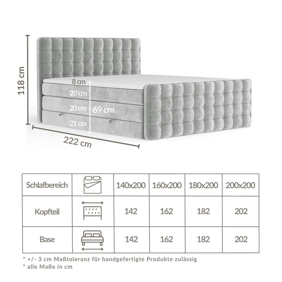 BOXSPRINGBETT Velouria Rosa 180/200 cm - Schwarz/Rosa, Holz/Holzwerkstoff (180/200cm) - Maison de Reve