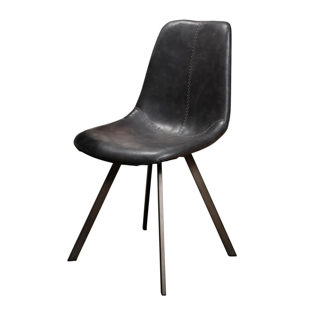 ESSZIMMERSTUHL 4er Set aus Leder, schwarz - Schwarz, Metall (58/87/46cm) - Giga Meubel