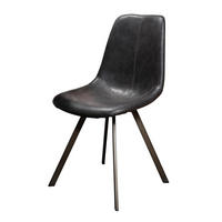 ESSZIMMERSTUHL 4er Set aus Leder, schwarz - Schwarz, Metall (58/87/46cm) - Giga Meubel