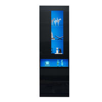 VITRINE Schwarz 50/40/180 cm - Schwarz, Holzwerkstoff (50/180/40cm) - PANGIVO