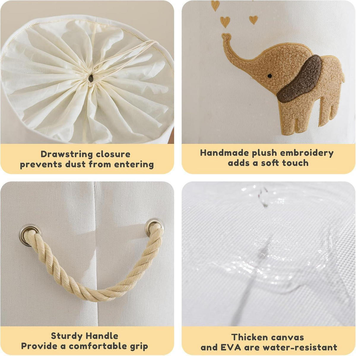 WÄSCHEKORB Elefant 58 L Braun - Weiß, Textil (34.8/34.8/5.1cm)