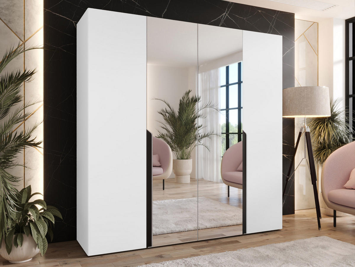 DREHTÜRENSCHRANK Mila II 200 - Schwarz/Weiß, Holzwerkstoff/Kunststoff (200/202/52cm) - MIRJAN24