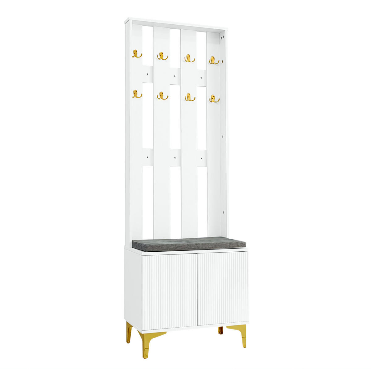 GARDEROBE 60,5/35,2/180,5 cm aus Spanplatte mit Wellenfront und Drucköffnung Weiß - Weiß, Holzwerkstoff (60.5/180.5/35.2cm) - Modenvie