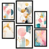 POSTER Set Mit 6 Grün Gold Fuchsia Lila Abstrakt A3 & A4 Schwarzer Rahmen - Schwarz, Papier (29/3/42cm) - Nacnic