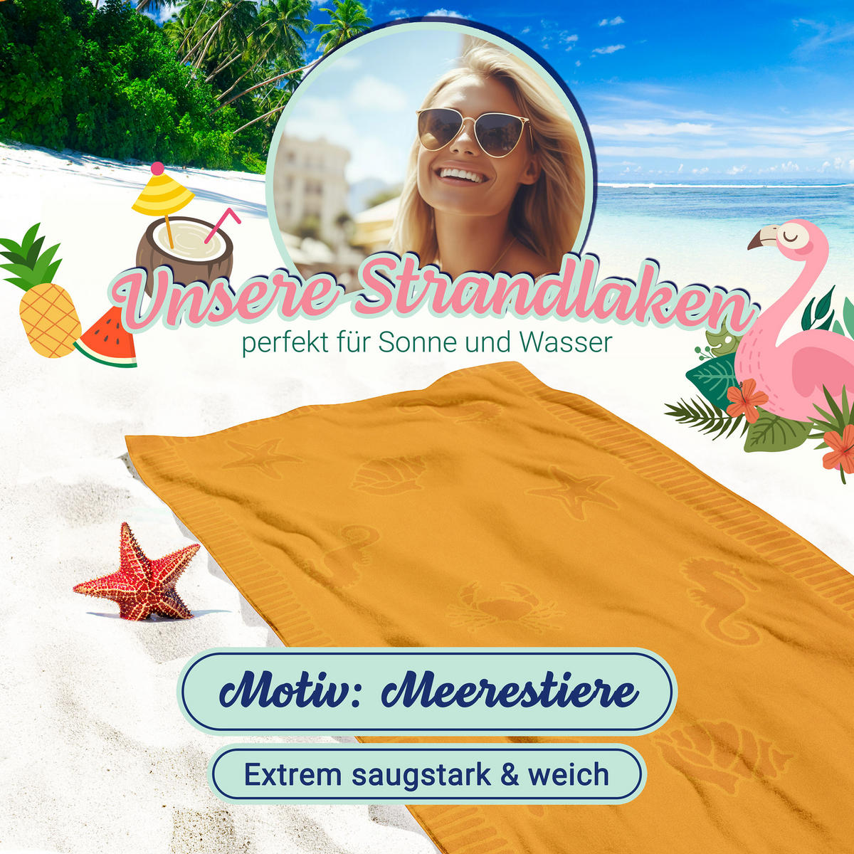 STRANDTUCH, 100x200 cm, 100% Baumwolle, Gelb - Gelb, Textil (100/200cm) - Zollner