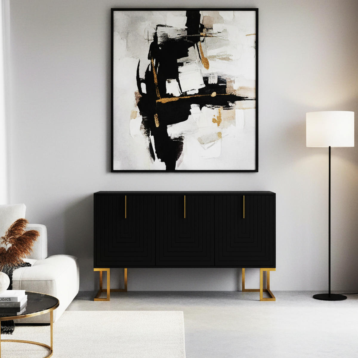 SIDEBOARD Schwarz 138/40/80,5CM - Schwarz, Holzwerkstoff/Metall (40/80.5/138cm) - Urban Meuble