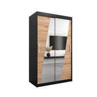 SCHWEBETÜRENSCHRANK 200/120/62 2-türig - Silberfarben/Schwarz, Holz/Kunststoff (120/200/62cm) - Abiks Möbel