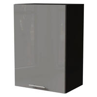 KÜCHENHÄNGESCHRANK Essen W2/50 Grau Hochglanz / Schwarz Matt 50 / 32,5 / 72cm - Schwarz/Grau, Holz/Holzwerkstoff (50/72/32.5cm) - Feldmann-Wohnen