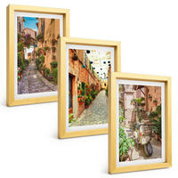 BILDER SET 3er Set - 20x30 cm Goldrahmen - Straßen, Blumen, italienisches Flair - Goldfarben, Kunststoff (20/30cm) - TULUP