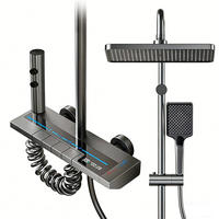 ÜBERKOPFBRAUSESET Aluminium Klavierknopf LED Duschsystem - Dunkelgrau, Metall (20/125/30cm) - Kaket