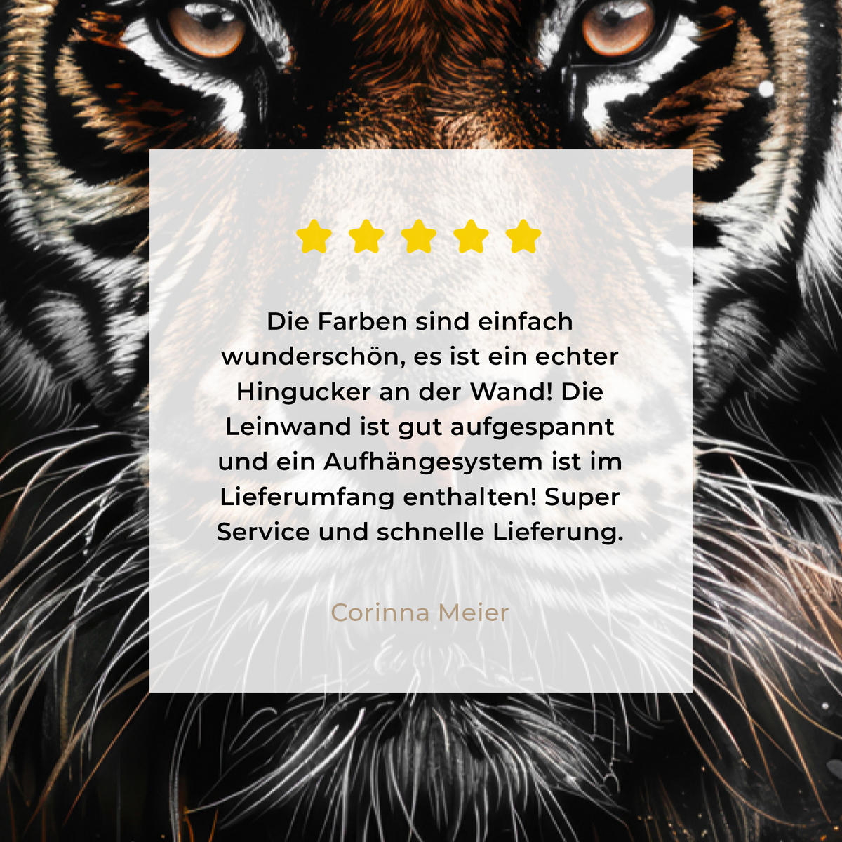 LEINWANDBILD Tiger - Tiere - Porträt - Luxus - Schwarz 60x90 cm - Anthrazit, Textil (60/90cm) - MuchoWow