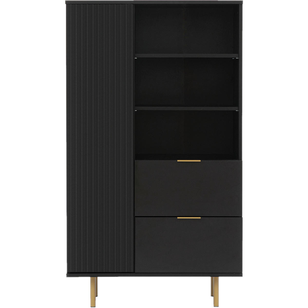 BÜCHERREGAL NUBIO 04 schwarz - Schwarz, Holzwerkstoff (80/140/41cm)