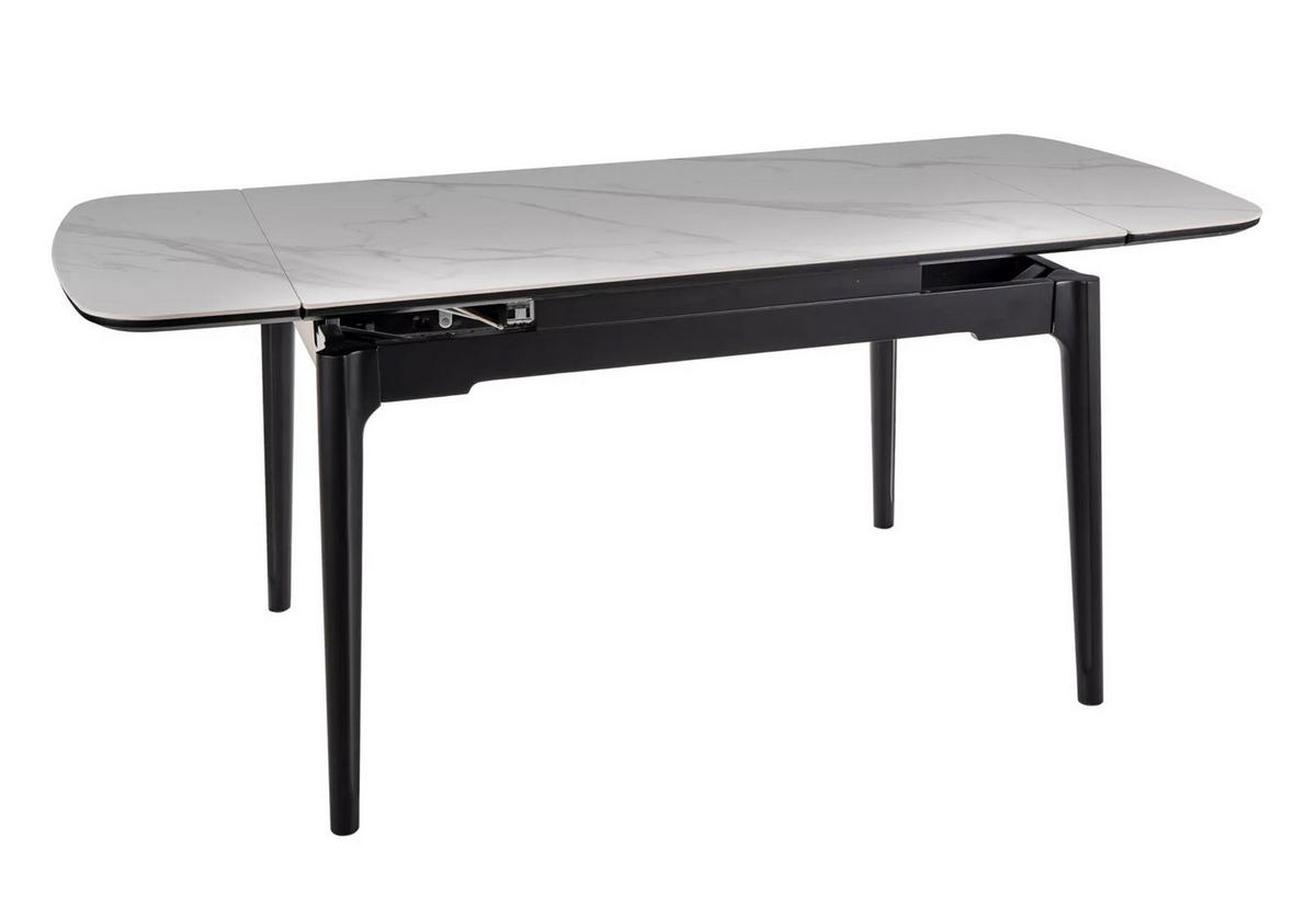 ESSTISCH Sento Weiß Marmor / Schwarz 120-180 / 80 / 76cm - Schwarz/Weiß, Holz/Keramik (80/180/76cm) - Feldmann-Wohnen