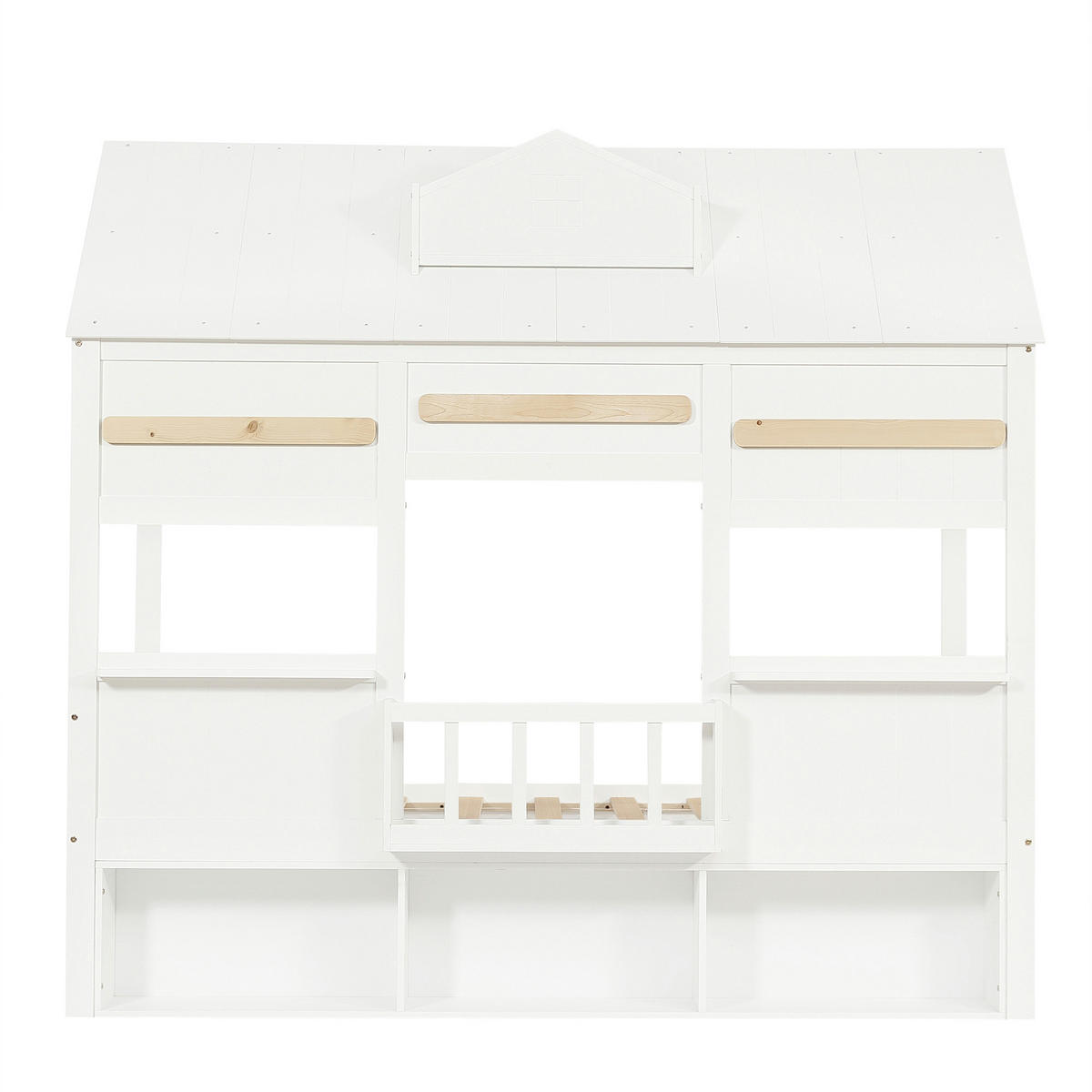 HAUSBETT 90x200 cm mit einer Reihe Bücherregal in Weiß - Weiß, Holz (90/200cm) - KOMHTOM