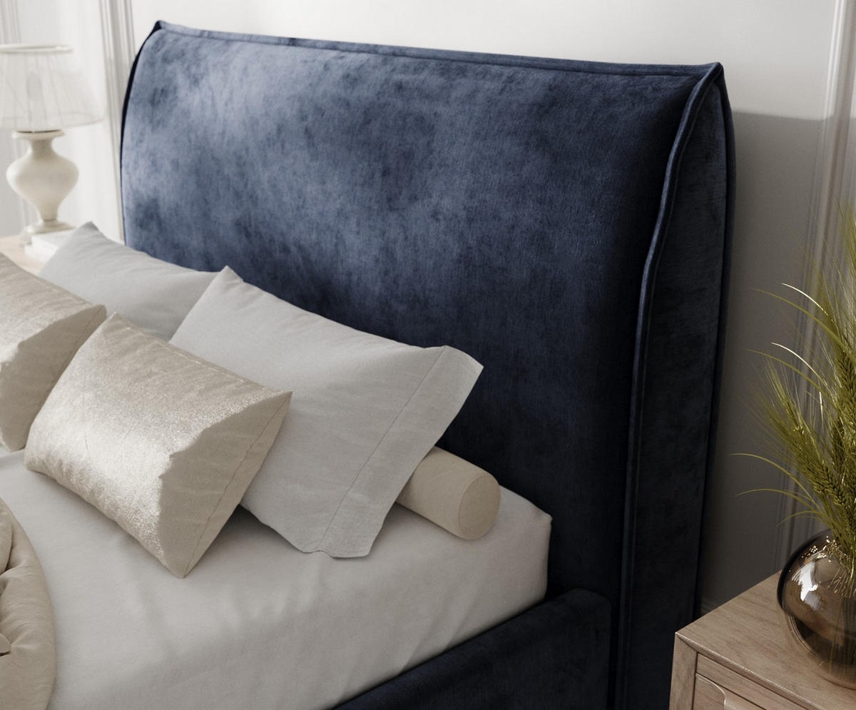 POLSTERBETT Mira 180/200 cm Marineblau im Lotta Stoff - Naturfarben/Dunkelblau, Holz/Holzwerkstoff (180/200cm) - AltaBeds