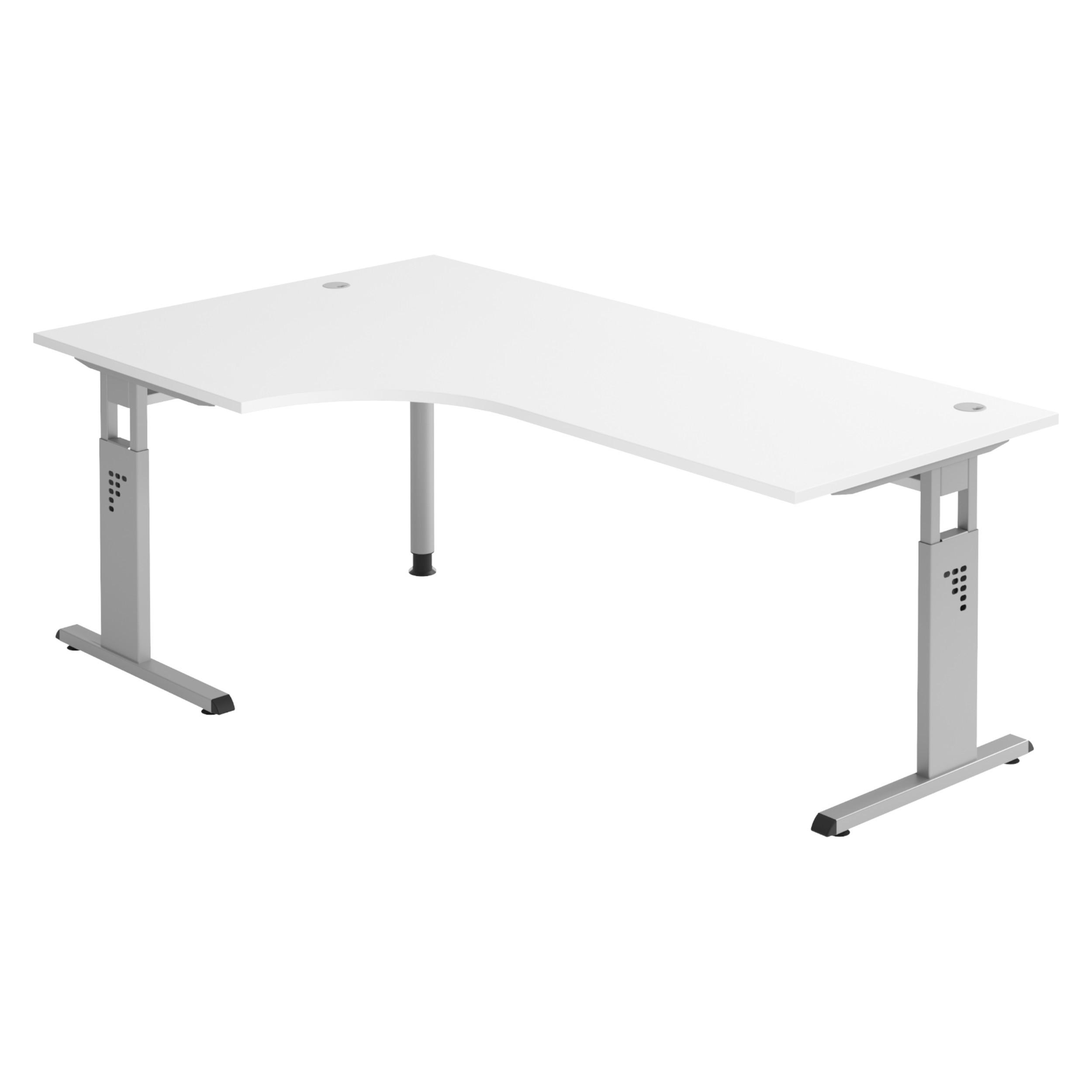 SCHREIBTISCH Serie-O 120/200/74 cm in Weiß/Silberfarben - Silberfarben/Weiß, Holzwerkstoff (120/200/74cm) - bümö