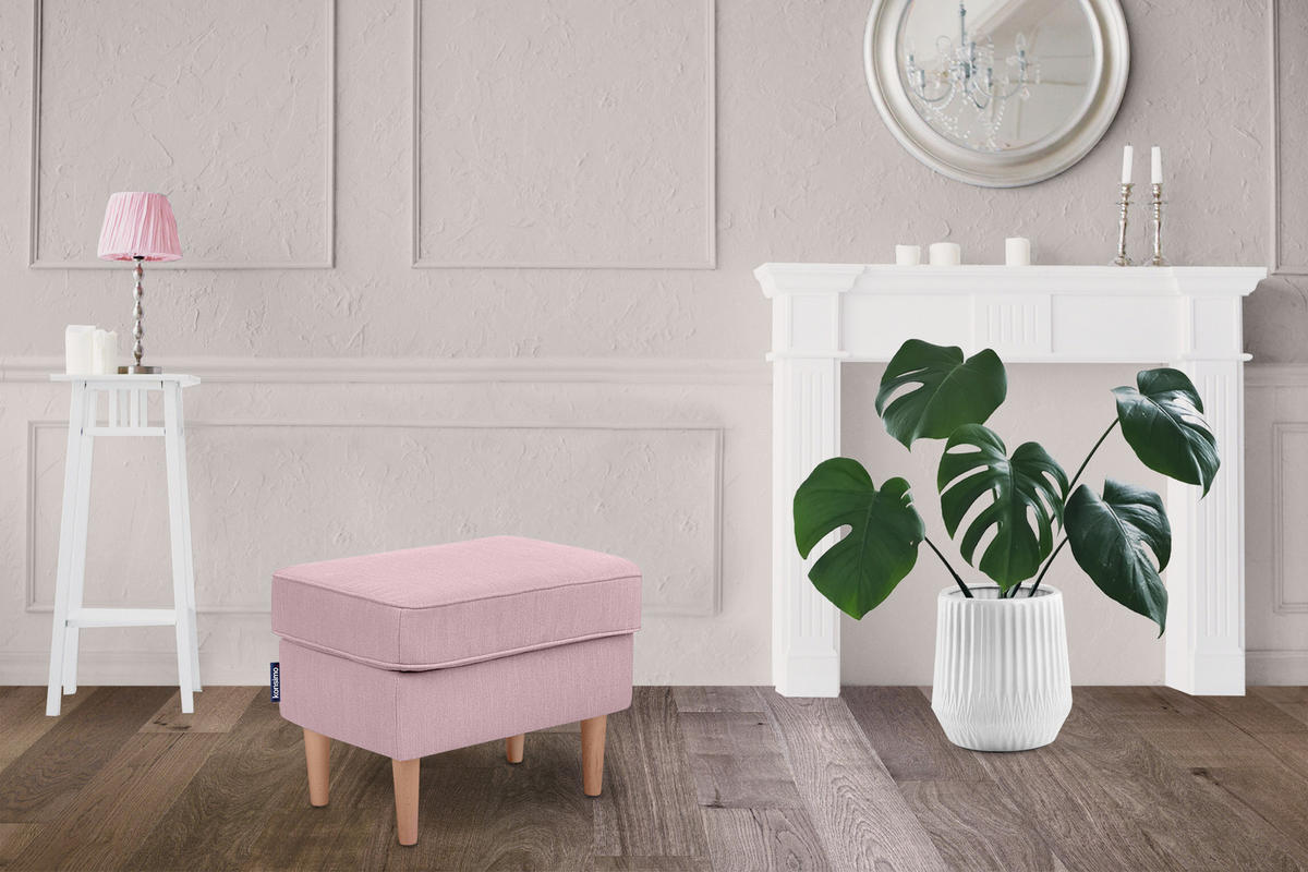 SITZHOCKER STRALIS zeitloses Design hohe Füße, Rosa - Hellrosa, Textil (41/43/56cm) - KONSIMO®