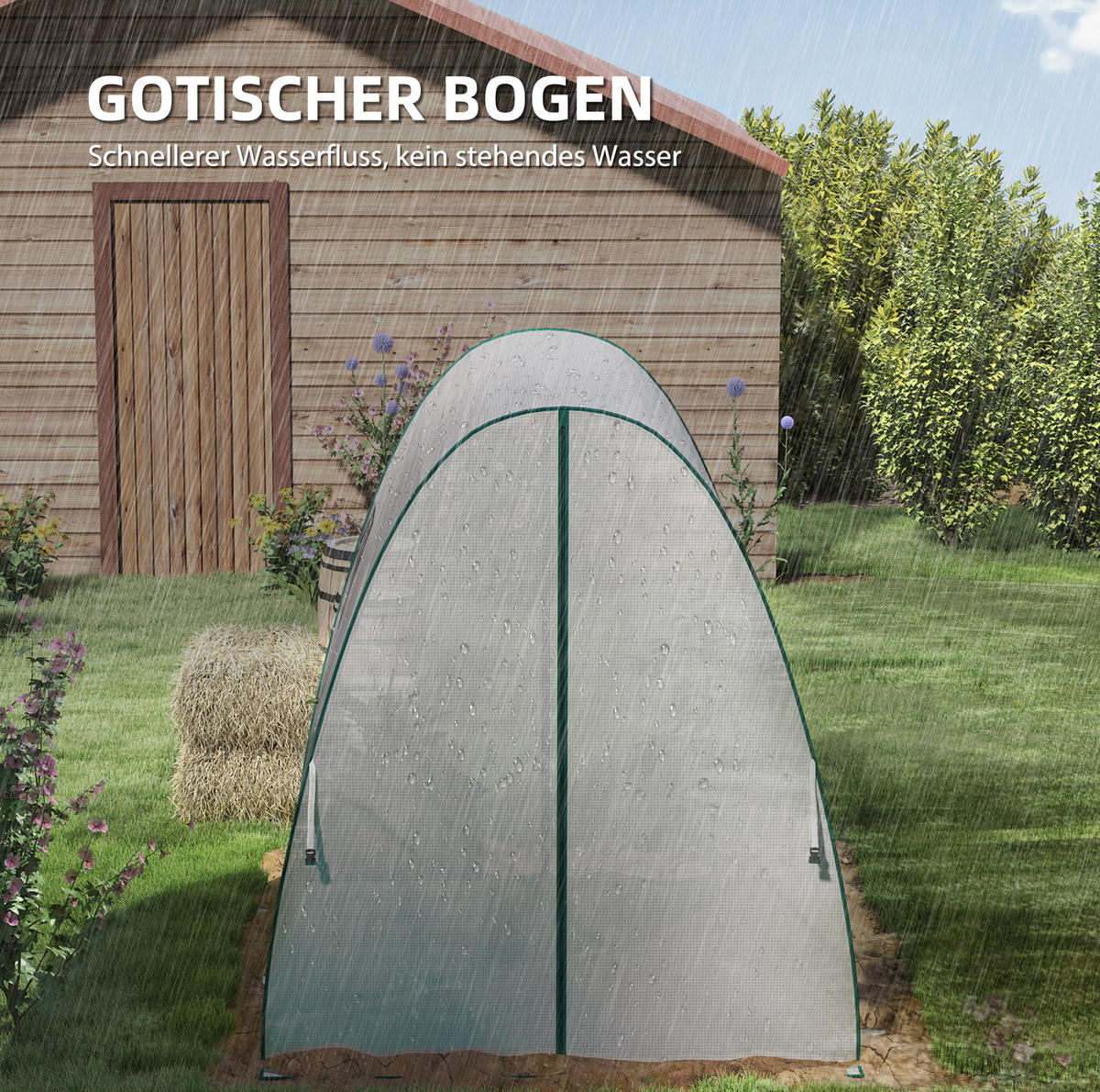 GEWÄCHSHAUS 180/180/200 cm Weiß aus Kunststoff mit 2 Reißverschlusstüren - Weiß, Kunststoff (180/200/180cm) - OKMYHOME