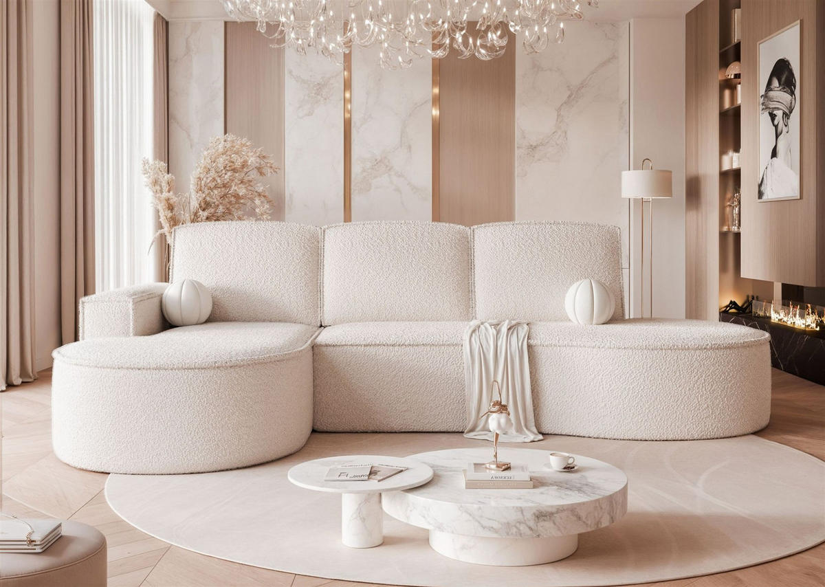 ECKSOFA Arlet Mit Schlaffunktion - Creme, Holzwerkstoff/Textil (277/156cm) - Fun Möbel