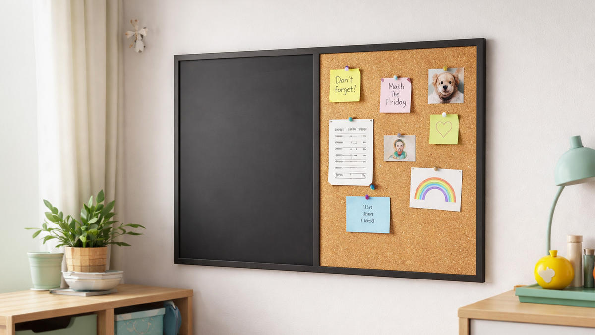 KOMBITAFEL Kork / schwarz magnetisch 90x60 Holzrahmen schwarz lackiert - Schwarz/Braun, Holz (90/60/1.5cm) - ALLboards