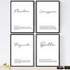 POSTER Set mit 4 Englisch ‚Mutter‘ von Wörtern mit Definitionen A4 Rahmenlos - Klar, Papier (29.7/3cm) - Nacnic