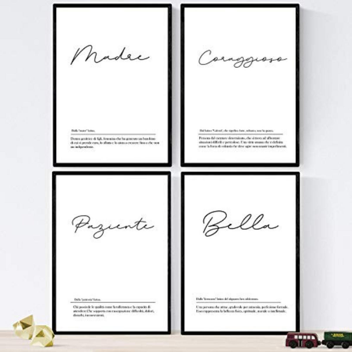 POSTER Set mit 4 Englisch ‚Mutter‘ von Wörtern mit Definitionen A3 Rahmenlos - Klar, Papier (29.7/3cm) - Nacnic