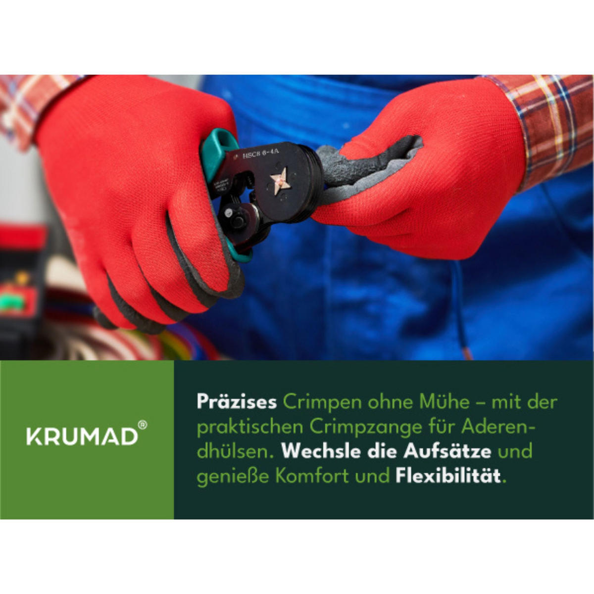 CRIMPZANGE 0,25-10 mm² mit 1800 Aderendhülsen - Schwarz, Metall (10/10/10cm) - KRUMAD