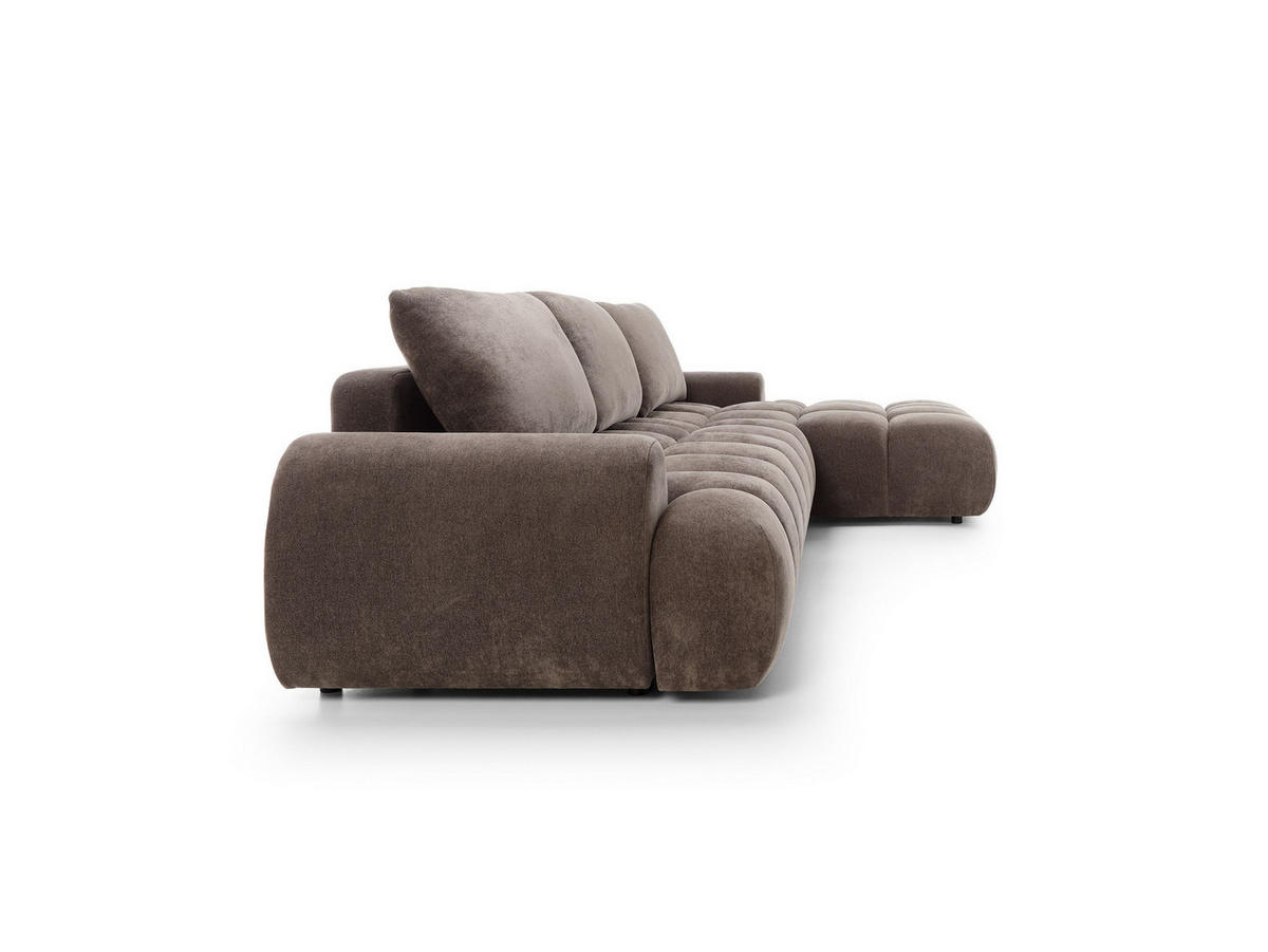 ECKSOFA GARDA Braun Chenille mit Schlaffunktion - Braun, Holz (280/131cm) - MASSENO